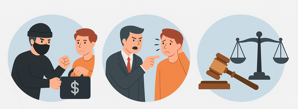 اخاذی، تفاوت با تهدید و اقدام قانونی